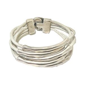 Uno De 50 Bracelet White Leather Silver NWOT Unisex Men Women